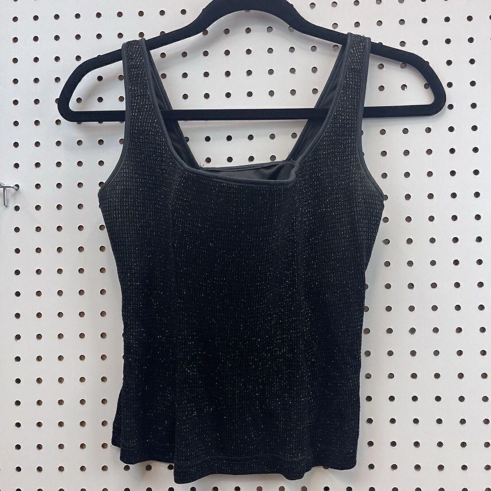 MSK Crop Tank Top Black Size M/L Braless Shimmer NYE Party - Picture 1 of 4